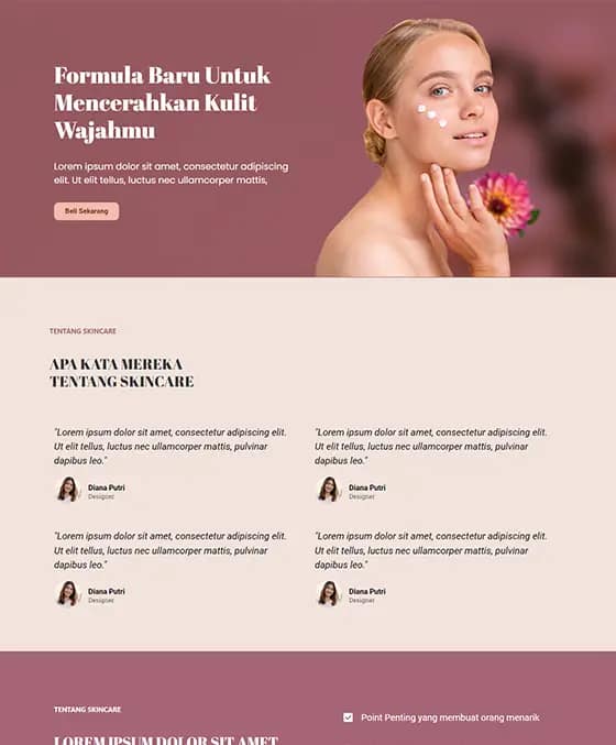 template landing page Skincare Wajah