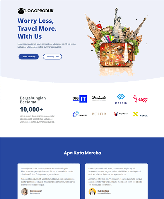 template landing page Travel