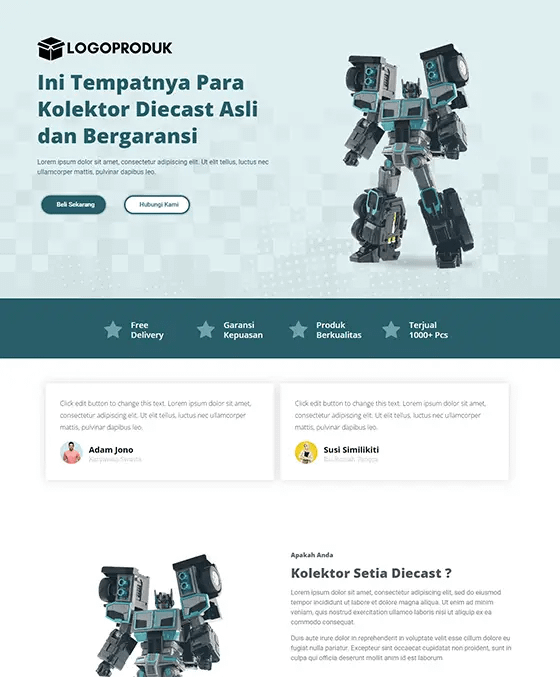 template landing page diecast