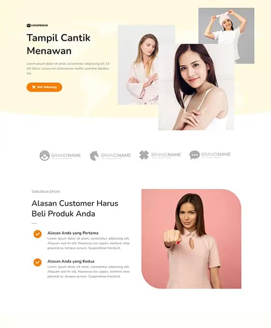 template landing page fashion cewek remeja