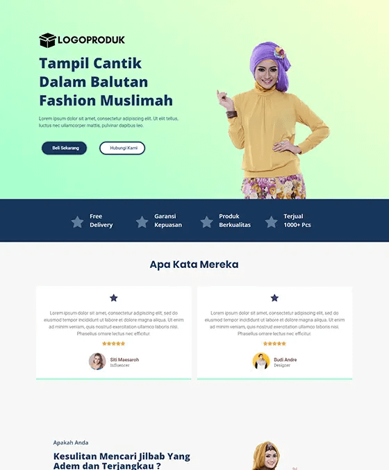 template landing page fashion muslimah wanita