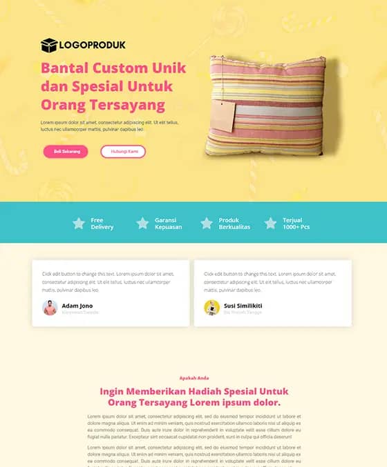 template landing page jasa custom bantal