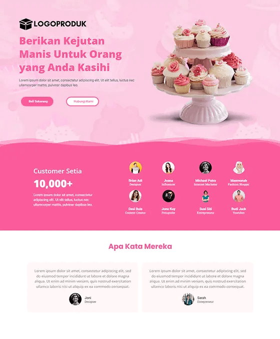 template landing page jualan cupcake