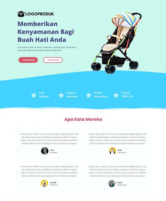 template landing page kereta bayi