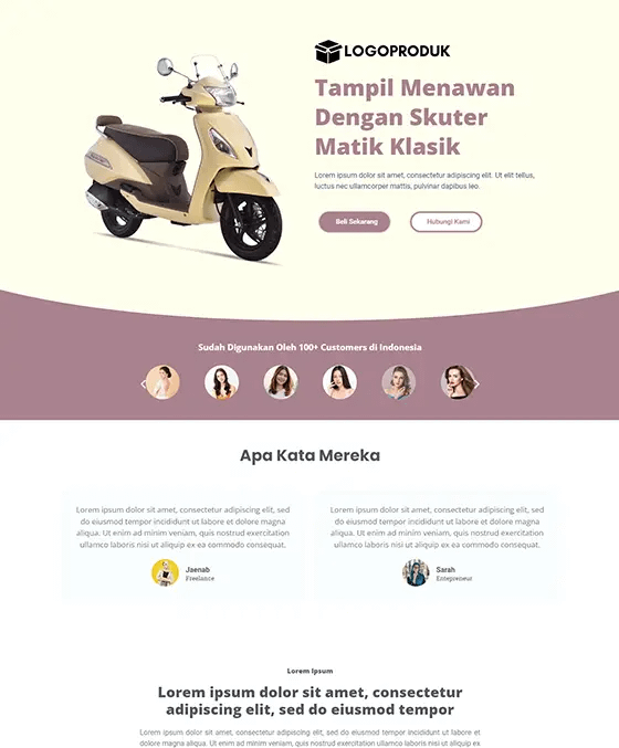 template landing page motor