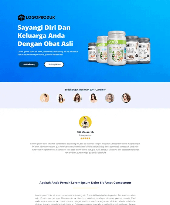 template landing page obat suplemen