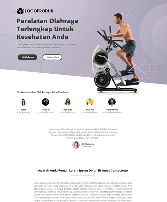 template landing page peralatan olahraga