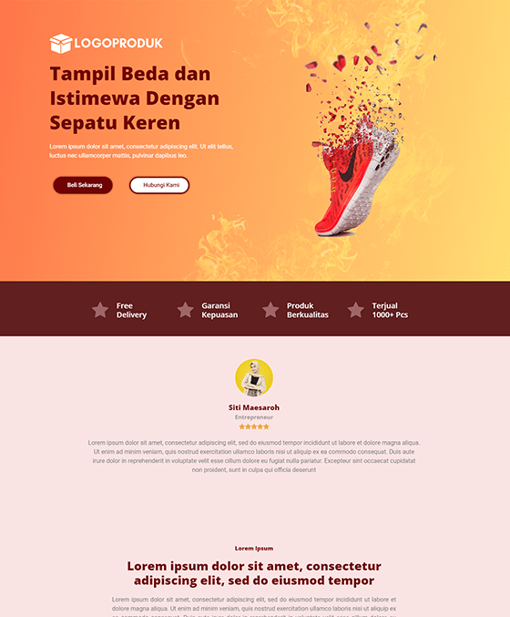 template landing page sepatu pria