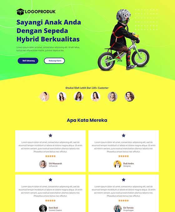 template landing page sepeda anak