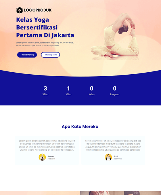 template landing page yoga