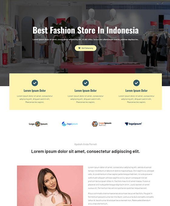 template landing page toko fashion