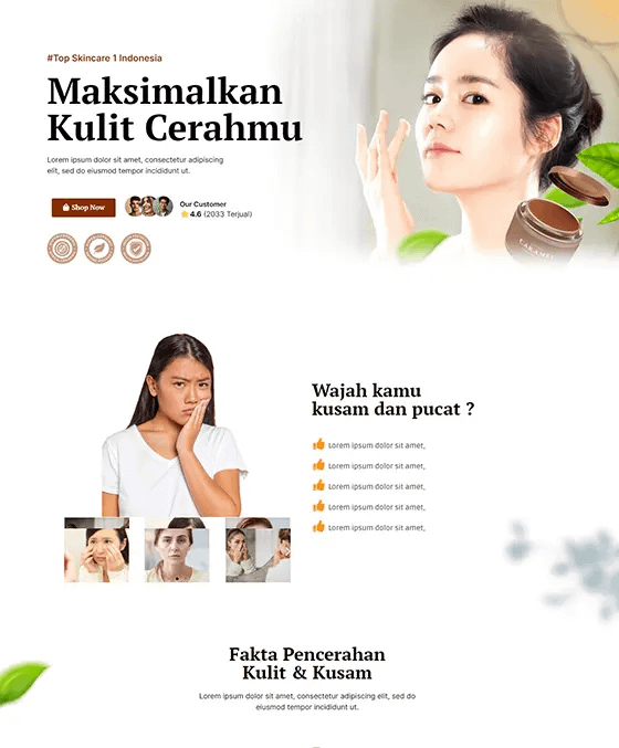 template landing page Krim Wajah