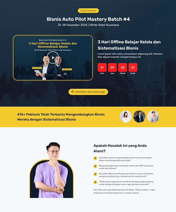 Template landing page workshop dan kelas online