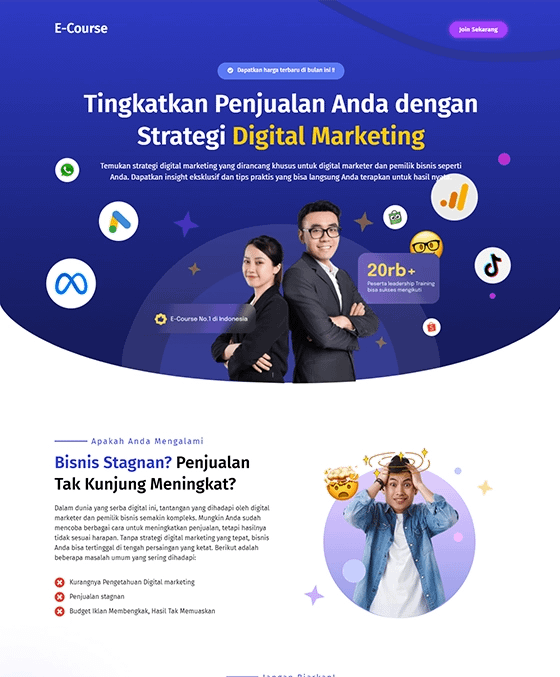 template landing page produk digital kelas online digital marketing